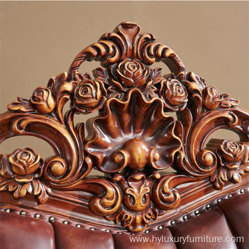 Antique Luxury Bedroom Furniture Wooden King size Bed